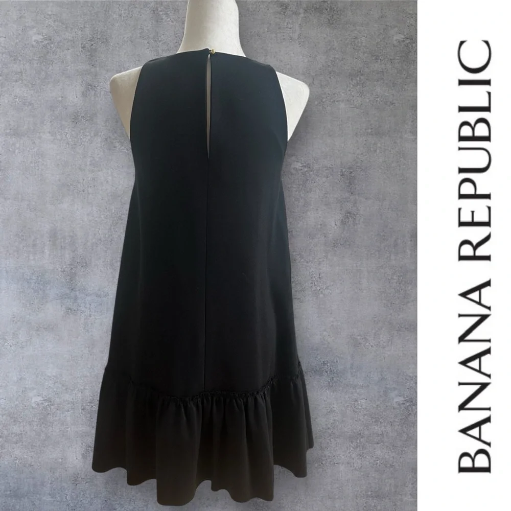 Banana Republic Black Mini Dress with Flounce Hem, Size 4, MSRP $119 - Picture 3 of 6